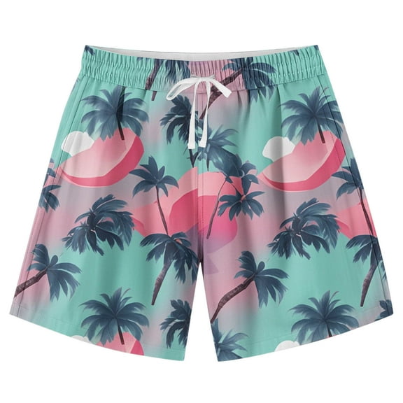 WMTBSRSW Boys Hawaii Graphic Shorts Funny Graphic Print Summer Beach Shorts Lightweight High Waisted Drawstring Shorts with Pockets 7-14 Years