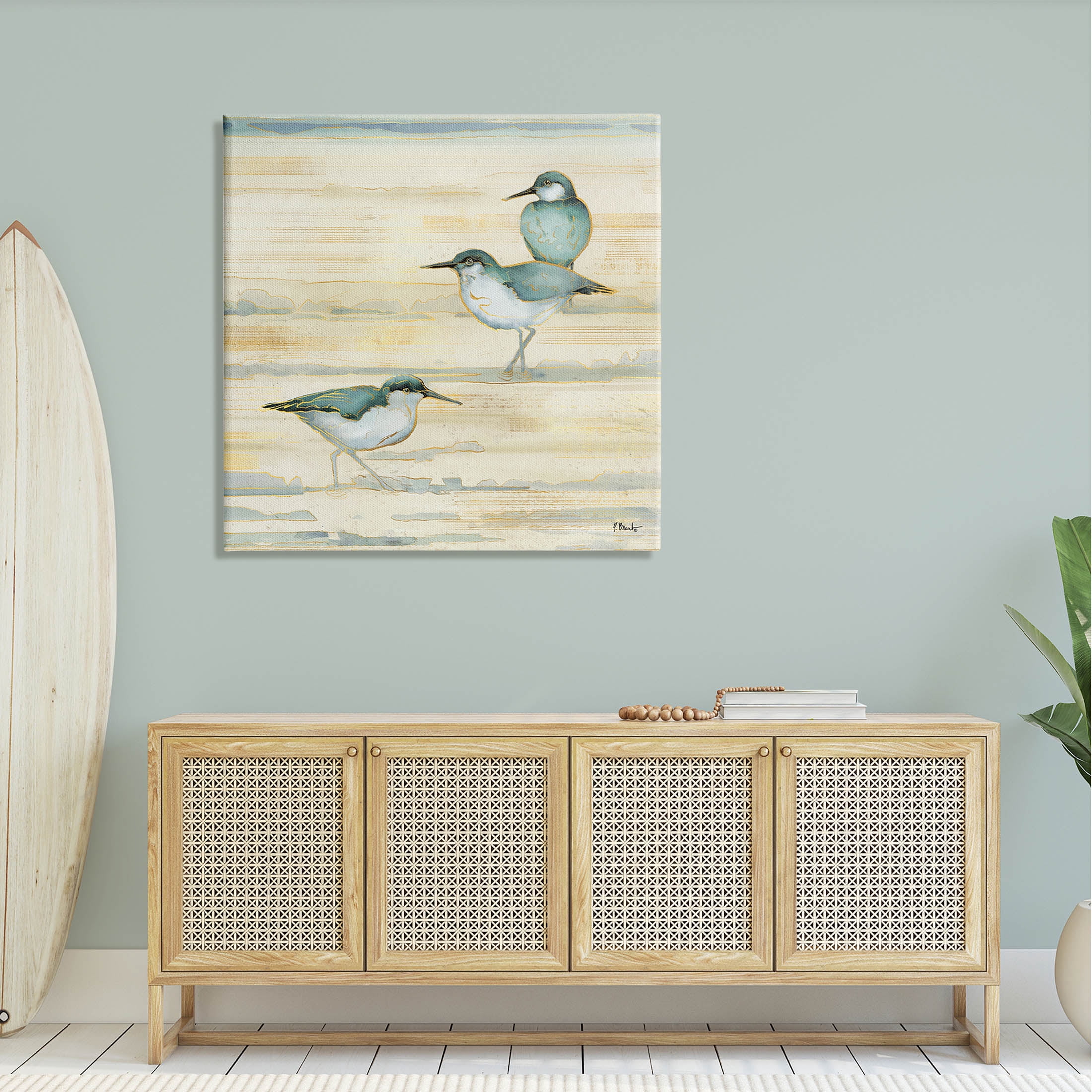 Stupell Industries Oceanside Sandpipers Summer Coast Graphic Art Gallery Wrapped Canvas Print Wall Art, Design by Paul Brent