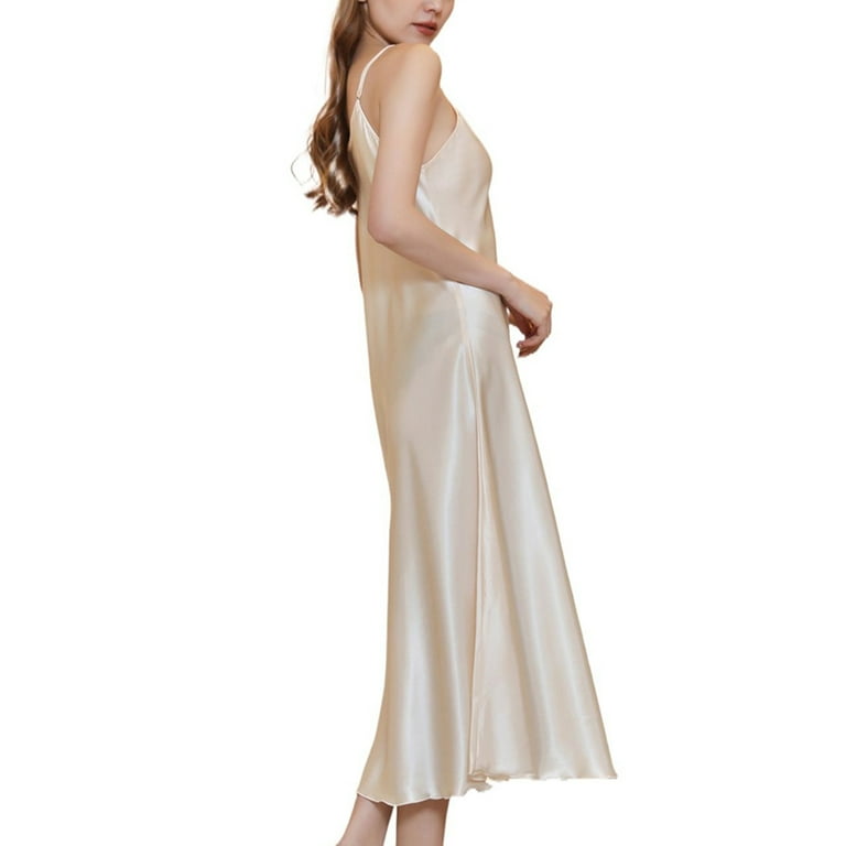 Defitshape Women's Satin Sleep Dress Deep V Neck Silk Nightgown Long Pajama Dresses Sexy Dressing Gown Spaghetti Strap Sleeveless Chemises Tea Length Sleepwear Summer Lingries Golden Champagne Large - Walmart.com Defitshape Women's Satin Sleep Dress Deep V Neck Silk Nightgown Long Pajama Dresses Sexy Dressing Gown Spaghetti Strap Sleeveless Chemises Tea Length Sleepwear Summer Lingries Golden Champagne Large - Walmart.com