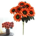 thumbnail image 2 of 1Bundle Nine Heads Single Stem Fake Silk Sunflowers,Artificial Sunflowers Burnt Orange Fall Flowers for Indoor Home Centerpieces Wedding Bouquet Arrangement Office DIY Summer Fall Decor(16.93"x12.6"), 2 of 9