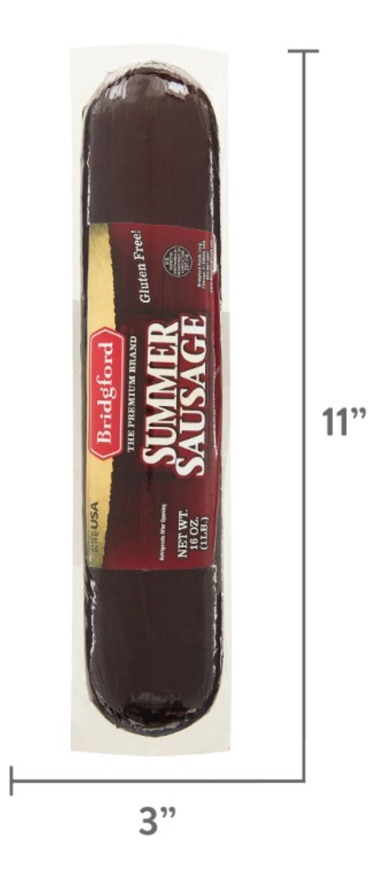 (3 pack) Bridgford Gluten-Free Fully Cooked Original Summer Sausage, 16 oz pack