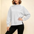 thumbnail image 4 of VBVC Women's Mock Neck Cropped Sweatshirt , Ladies' Side Slit Long Sleeve Pullover , Casual Fall Winter Tops For Women, S-3XL, 4 of 8