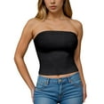 thumbnail image 2 of yueewhu Womens Strapless Tube Tops Basic Backless Sleeveless Bandeau Going Out Crop Tops Cute 2025 Summer Clothes (Black, L), 2 of 6