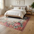 thumbnail image 3 of ODIKA Pink Mirrored Boho Bird Distressed Border Vintage Extra Large for Queen Size Bedroom, Under Bed, Master Suite, Foldable Easy Care, 3 of 7
