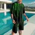 thumbnail image 2 of Costumes pour Hommes Ensemble 2 Pcs Hipster Imprimé Patchwork Tee-Shirt et Shorts pour Hommes Style Sport Moderne Décontracté, 2 of 8