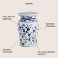 thumbnail image 4 of JONATHAN Y Cherry Blossom 17.7" Ceramic Garden Stool, White/Blue, 4 of 6