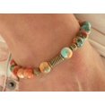 thumbnail image 3 of BR Pulsera tibetana de estilo vintage con cuentas de jade blanco natural de 10 mm - marrón, naranja y azul - cuentas de bronce antiguo, 3 of 5