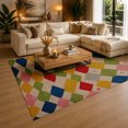 thumbnail image 3 of Gelasgo Colorful Geometric Velvet Area Rug, Diamond Pattern Decorative Carpet, Soft Indoor Floor Mat for Bedroom Living Room Nursery Dorm Office Home Decor, 3 of 5