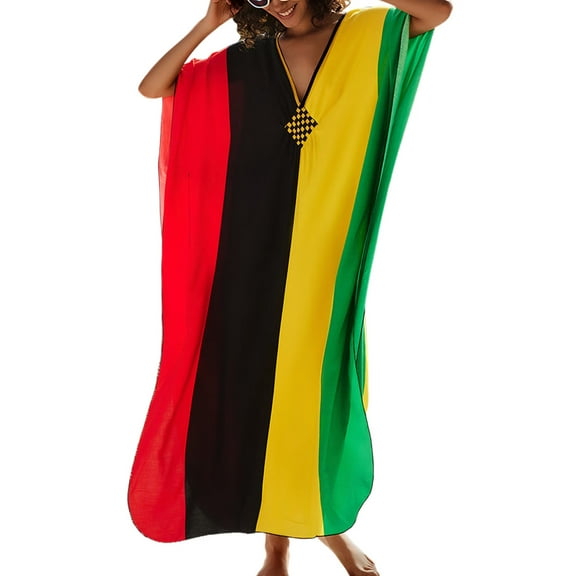 Edolynsa Women's Kaftan Dresses Plus Size Swimwear Cover Up Stylish Vacation Wear Summer Casual Outwear Comfortable Caftan Loungewear