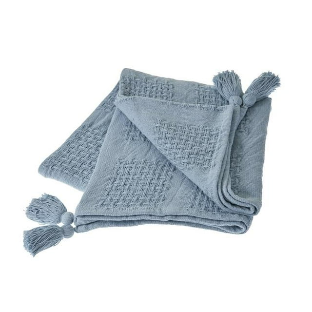 LR Resources THROW80160BGW4250 Charming Throw Blanket, Blue