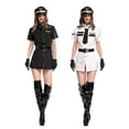 thumbnail image 4 of Vestido camisero corto sexy de piloto para mujer, disfraz de policía para Halloween, disfraz de capitán, espectáculo de baile en discoteca, conjunto de uniforme DS, 4 of 5