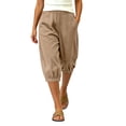 thumbnail image 2 of Karymi Womens Shorts Capri Jogger Pants, Elastic High Waist Baggy Cropped Harem Pants, Boho Casual Trousers With Side Pockets, 2 of 8