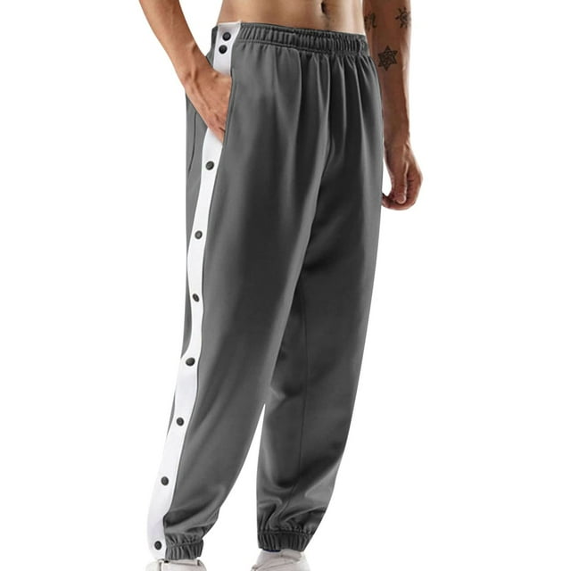 Wassery Men's Tear Away Basketball Pants High Split Snap Button Casual