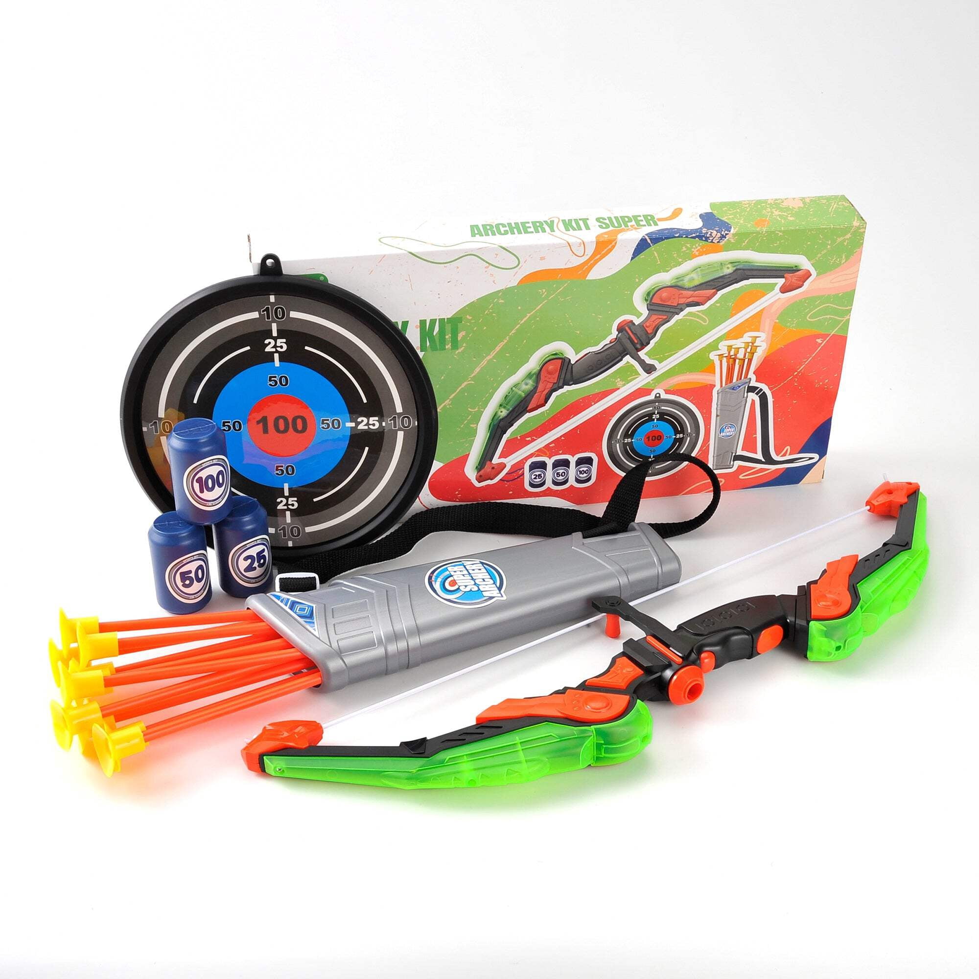 AZ Trading PS4B1 Green LED Light Up Bow & Arrow Archery Toy with Suction Cup Arrows, Green