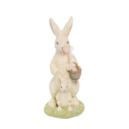 Frosted Mom & Baby Rabbit Figure