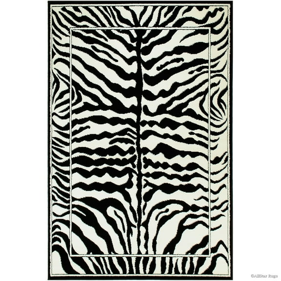 Allstar White Woven High Quality Rug, Raw Natural Animal Skin Design Area Rug, Zebra Skin (5' 2" x 7' 1")