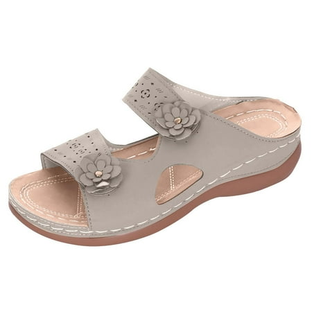 

Jsezml Womens Vintage Orthotic Slip on Sandals Platform Casual Outdoor Wedge Sandals Breathable Shoes for Indoor & Outdoor