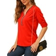 thumbnail image 3 of Fashnice Ladies Tee Long Sleeve T-shirt Solid Color T Shirt Comfy Dailywear Pullover Orange XL, 3 of 5