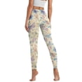 thumbnail image 2 of Renewold Dragonfly Flower Beige Yoga Pants with Pockets for Women Full Length Lounge Leggings High Waist Tummy Control Running Pants Activewear Stylish Womens Leggings, XS, 2 of 8