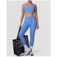 thumbnail image 3 of PISONIC 2 Piece Workout Sets for Women Color Block Strappy Sports Bra High Waist Leggings Gym Yoga Pilates Outfits, 3 of 6