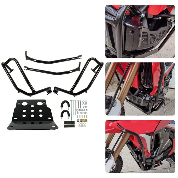 Kojem Crash Bar Engine Guard Upper Lower Skid Plate Kit for Honda CRF250 17 18 19 20
