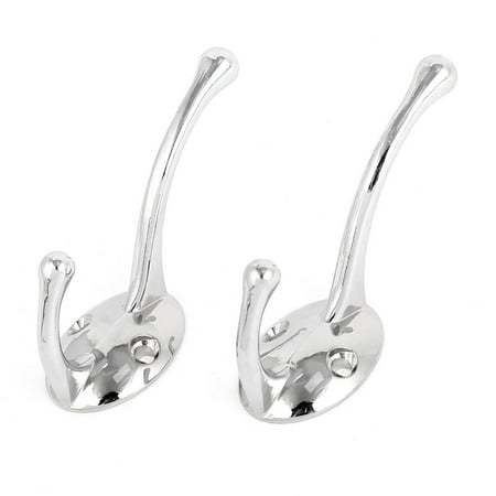Home Double Towel Hook 2pcs Bathroom Door Wall Mount Coat Towel Robe Clothes Alloy Double Hanging Hooks Hangers ()