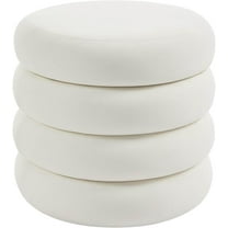 Flouki 20.1'' Storage Ottoman Round, Velvet Pouf Ottoman Foot Rest with Removable Lid, Modern White Vanity Stool Seating for Girls Women, Foot Stool for Living Room