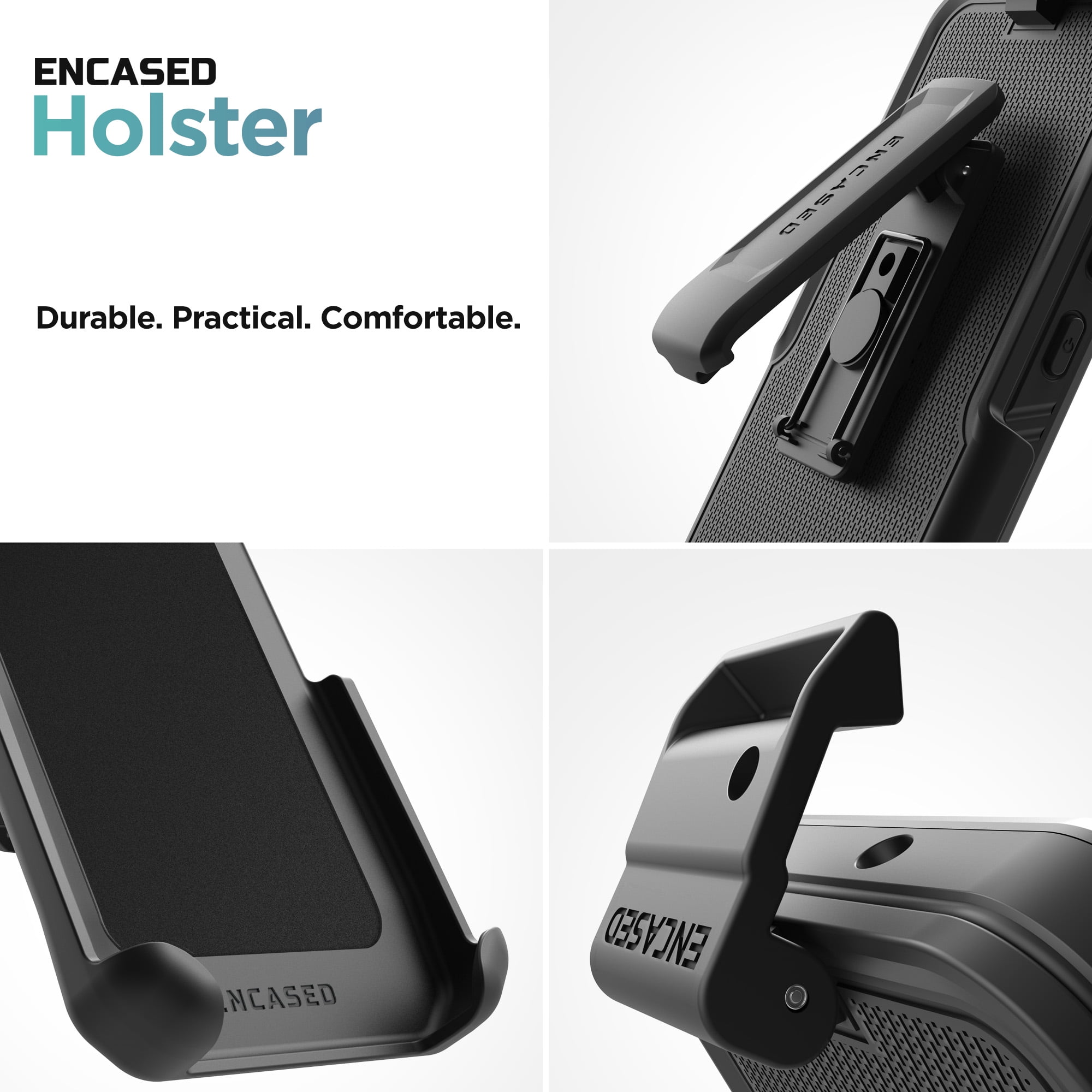 Encased SlimShield Designed for iPhone 15 Belt Clip Case with Holster (Compatible with MagSafe) Black