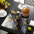 thumbnail image 4 of Black White Gold Marble Pattern Summer Placemats Table Placemats Set Of 4-Linen Kitchen Washable Placemats Table Mats 11.8"x17.7" Non-Slip Heat Resistant, 4 of 6