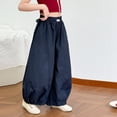 thumbnail image 3 of lnmuld Girls Lightweight Textured Balloon Pants Elastic High Waist Curved Split Seam Elastic Loose Casual Daily Pants Size:12-13 Years, 3 of 4