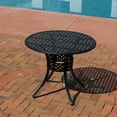thumbnail image 3 of Sunnydaze Round Lattice Design Cast Aluminum Outdoor Patio Table with Umbrella Hole, Black, 3 of 6