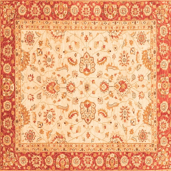 Ahgly Company Indoor Square Oriental Orange Traditional Area Rugs, 5' Square