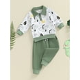 thumbnail image 4 of Elippeo Boys Autumn 2PCS Outfit Sets 6 12 18 24 Months 3 Years Long Sleeve Lapel Dinosaur Print Tops Solid Color Pants Sets, 4 of 9