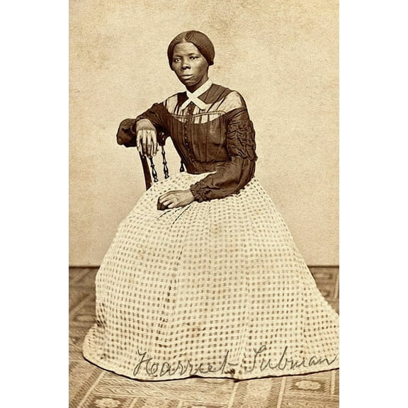 Harriet Tubman Abolitionist Portrait w/ Signature - 12x18 Inch Laminated Aviation Poster - Stunning Detail and Bold Colors