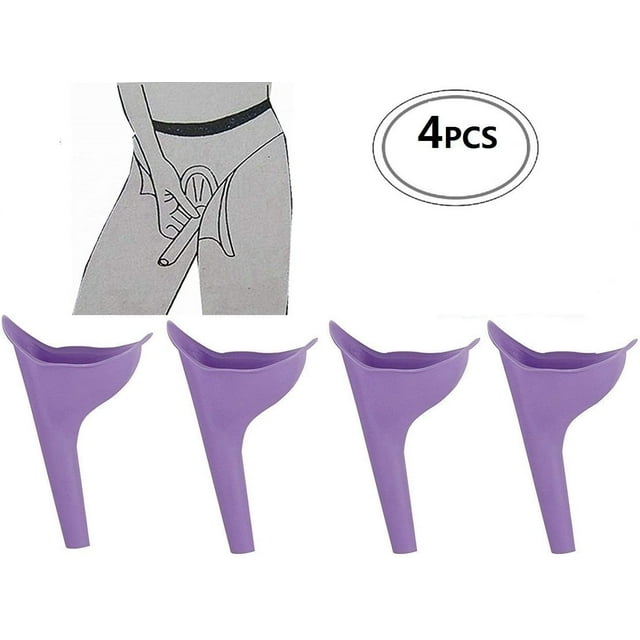 Dispositivo para orinar femenino, viaje, camping, orina de pie al aire libre, orinal reutilizable, embudo para mujeres, urinario de orina portátil, 4 piezas (dispositivo de orina femenina de 4 piezas)