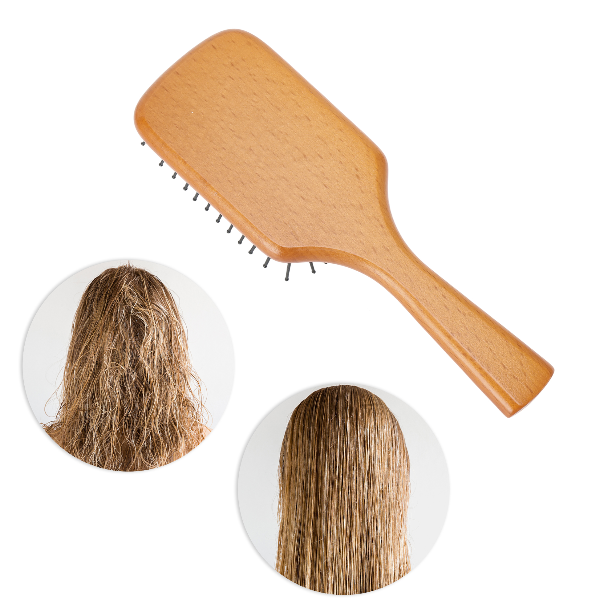 Unique Bargains 1 Pc Wood Airbag Hair Comb for Hair Care Dark Brown, Black 7.87"x2.76"