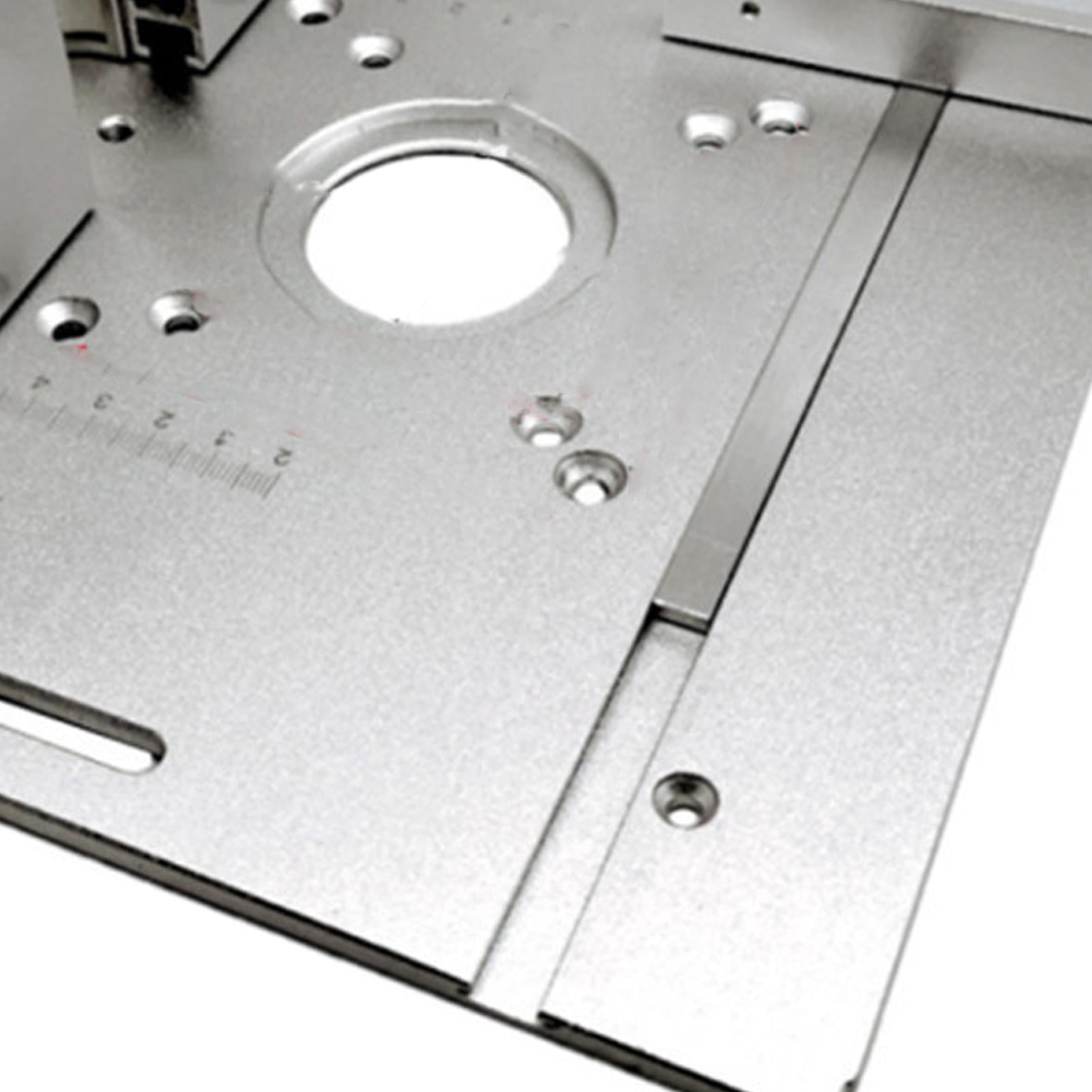 LAZIOEGR 2‑in‑1 Router Table Insert Plate – Dual 85x85mm/70x60mm Mounting, Aluminum Alloy, 180° Rotatable Ruler, Adjustable Fence, Smooth Surface, CNC‑Machined Scale