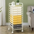 thumbnail image 2 of KOTEK 10-Drawer Rolling Storage Cart, Multipurpose Utility Cart Mobile Craft Cart w/Drawers & Wheels, Home Office School Tools Scrapbook Paper Organizer (Yellow), 2 of 16