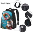 thumbnail image 3 of Disketp Whimsical Cats and Flowers Scene Large Capacity Backpack Lunch Bag Pencil Case Combination 3 Piece Set for Student, 3 of 7