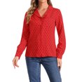 thumbnail image 1 of INSPIRAR CHIC Camisas de Manga Larga Impresas de los Años 50 para Mujeres con Lunares en Forma de Corazón L Rojo Oscuro, 1 of 5