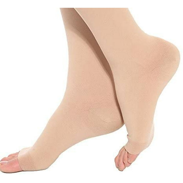 Medical Thigh High Compression Stockings for Women & Men (Pair), Open Toe,  Opaque, Firm Support 15-20mmHg Graduated Compression with Silicone Band - Varicose  Veins, Swelling, Edema, DVT, Beige M 