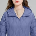 thumbnail image 5 of Njoeus Women's Hooded Lightweight Down Jacket Fashion Long Sleeve Puffer Jacket Full Zip Fall Winter Padded Quilted Coat with Hood （Available in Plus Size) Navy XXL, 5 of 7
