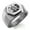 Silver, variant on Stainless Steel Mayan Hunab Ku Rune Engraved Hexagon Crest Flat Top Biker Style Polished Ring