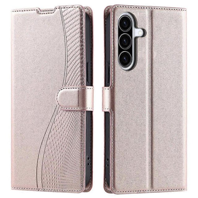 KAIYANG Funda para Samsung Galaxy A36 5G con estampado de puntos, de piel sintética, con ranura para tarjetas y correa, color oro rosa y multicolor