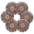 thumbnail image 2 of Haosy Set of 6 Drink Woven Coaster with Holder Heat Resistant Non-Slip Bar Coasters 4 Inches Mandala with Hearts, 2 of 7