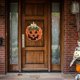 thumbnail image 1 of Puerta de calabaza de Halloween Guirnalda colgante Cartel de bienvenida Decoración de puerta delantera de otoño Suministros de fiesta rústica Material BLESIY corona de otoño, 1 of 8