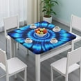 thumbnail image 3 of Blue Tie Dye Spiral Pattern Square Fitted Tablecloth with Elastic Edge,Square Table Cover,Washable Elastic Table Cover for Home Kitchen Party Decor 34"x34", 3 of 6