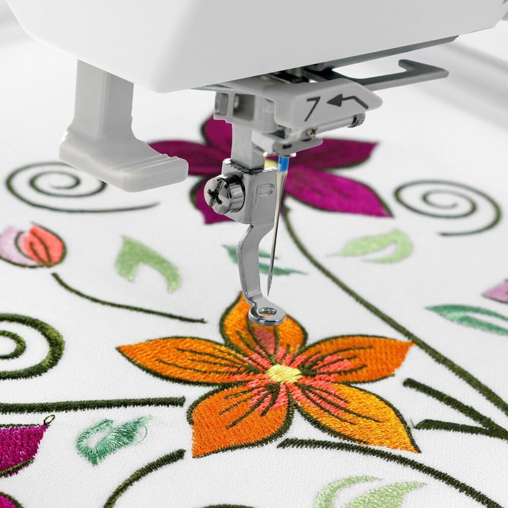 Janome Memory Craft 550e LE Embroidery Machine Bundle - Includes Genuine 5-Spool Thread Stand + Janome RE10B 3.9" x 1.6" Embroidery Hoop