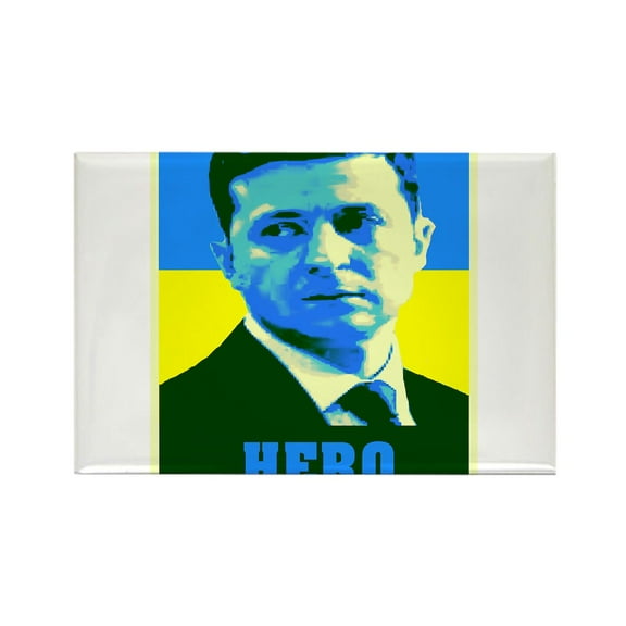 CafePress - Ukrainian President Zelenskyy Ukraine Flag Magnets - Rectangle Magnet, 2"x3" Refrigerator Magnet