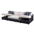 thumbnail image 2 of ACME Merill Sectional Sofa w/Sleeper , Beige Fabric & Black PU 56015, 2 of 6